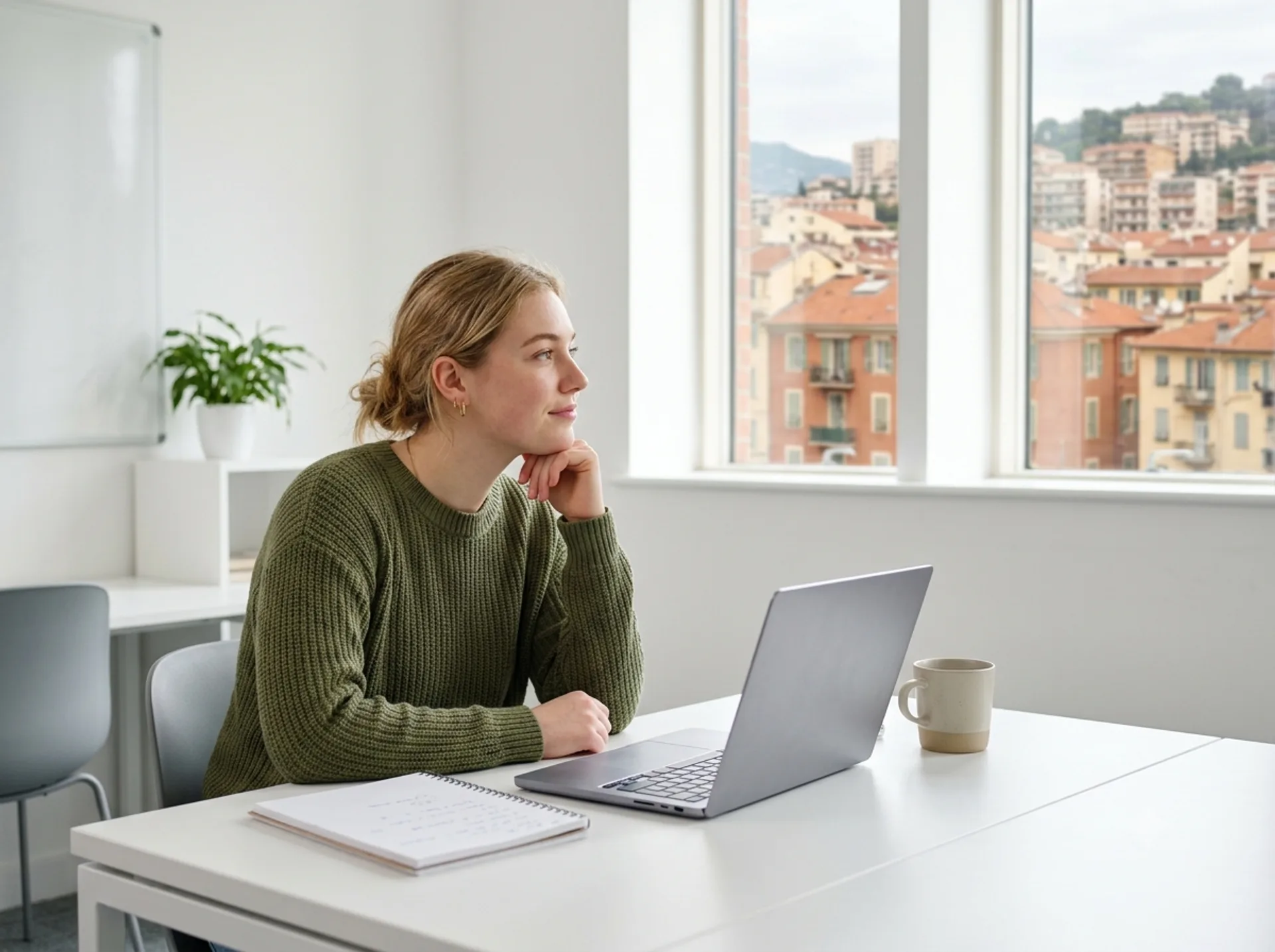 Portrait editorial representant une personne en reflexion sur son projet.