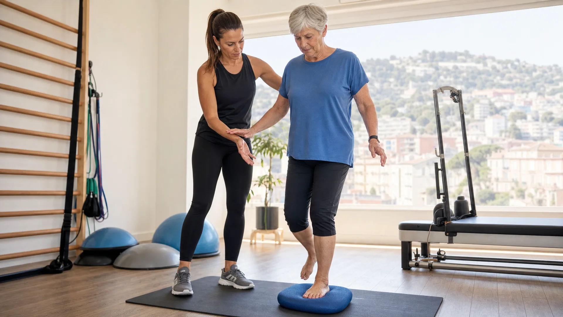 Professionnelle sport-santé accompagnant une cliente