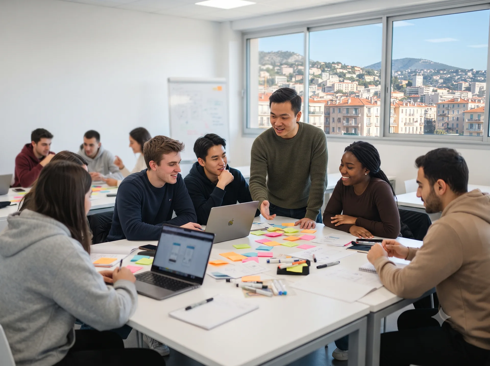 Scene editoriale representant un atelier de travail.